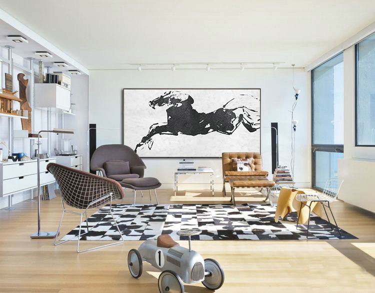 Contemporary Artwork,Oversized Horizontal Minimal Art On Canvas - Original Art For Sale By Artist